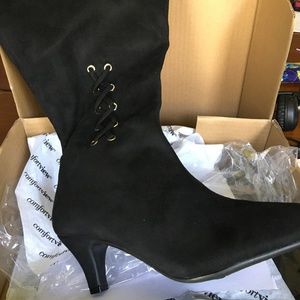Black Suede Boots 8.0 M wide calf